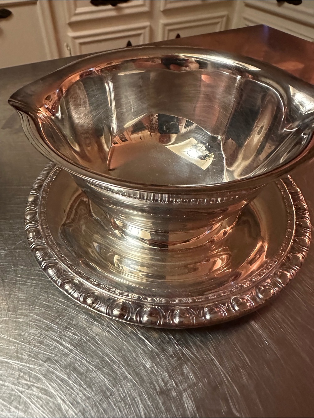 7 inchElegant Silver-Plated Saucepan /Gravy Boat - Silver